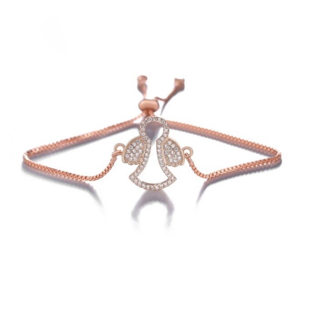 Guardian Angel Sparkly Stone Rose Gold Bracelet